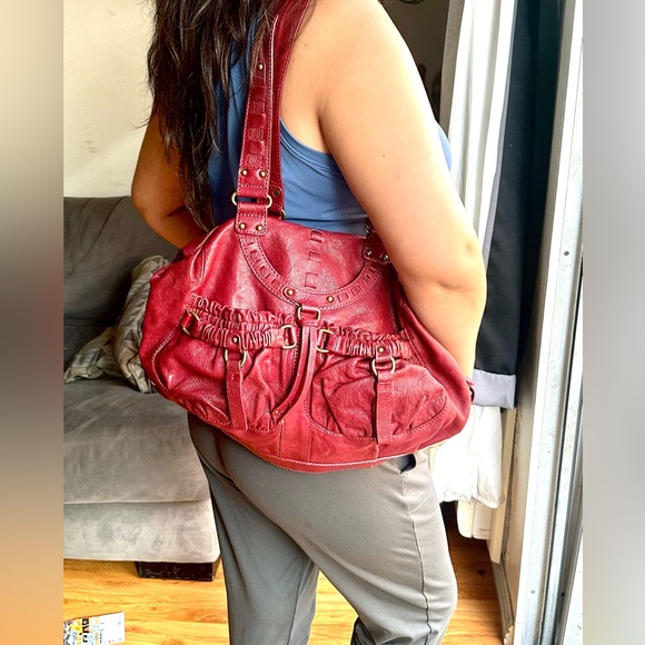 ❤️‍🔥 Y2K Era- Lockheart Charlize Red Leather Shoulder Bag - Picture 4 of 4